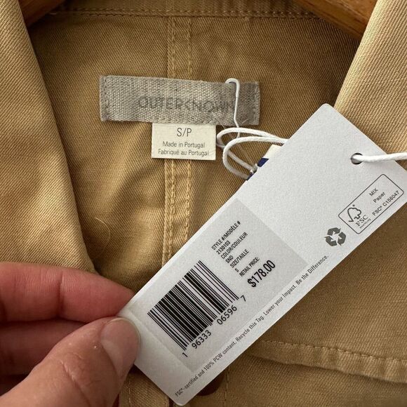 NEW OuterKnown Jumpsuit Womens Small Utility Coveralls Cargo Linen Cotton Tan - Picture 4 of 6